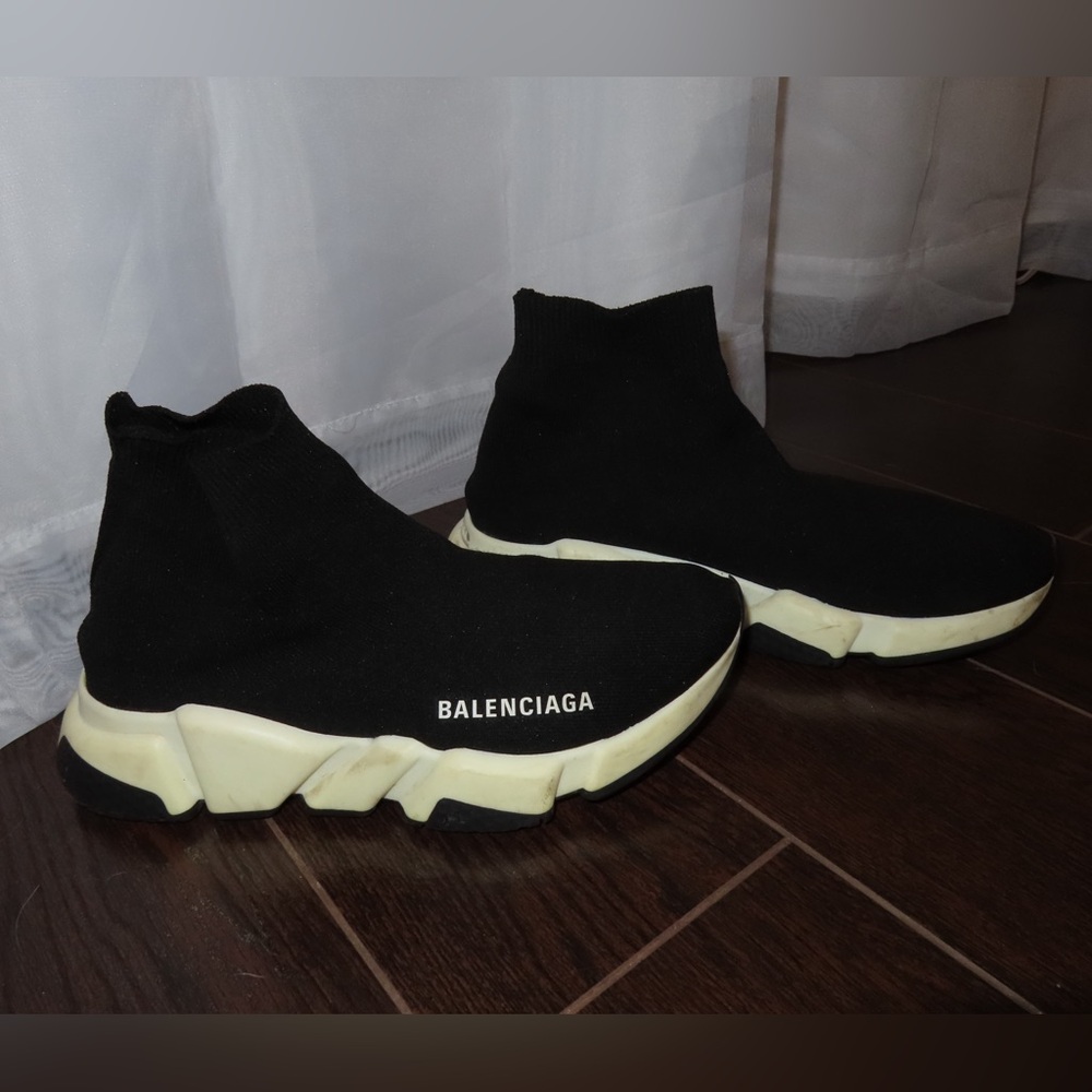 Balenciaga Speed Recycled Knit Sock Sneaker in Black/White